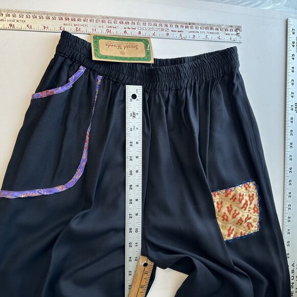 Sacred Threads Black Patchwork Shirt & Pants Set Medium NWT Rayon Art to Wear - Picture 10 of 16